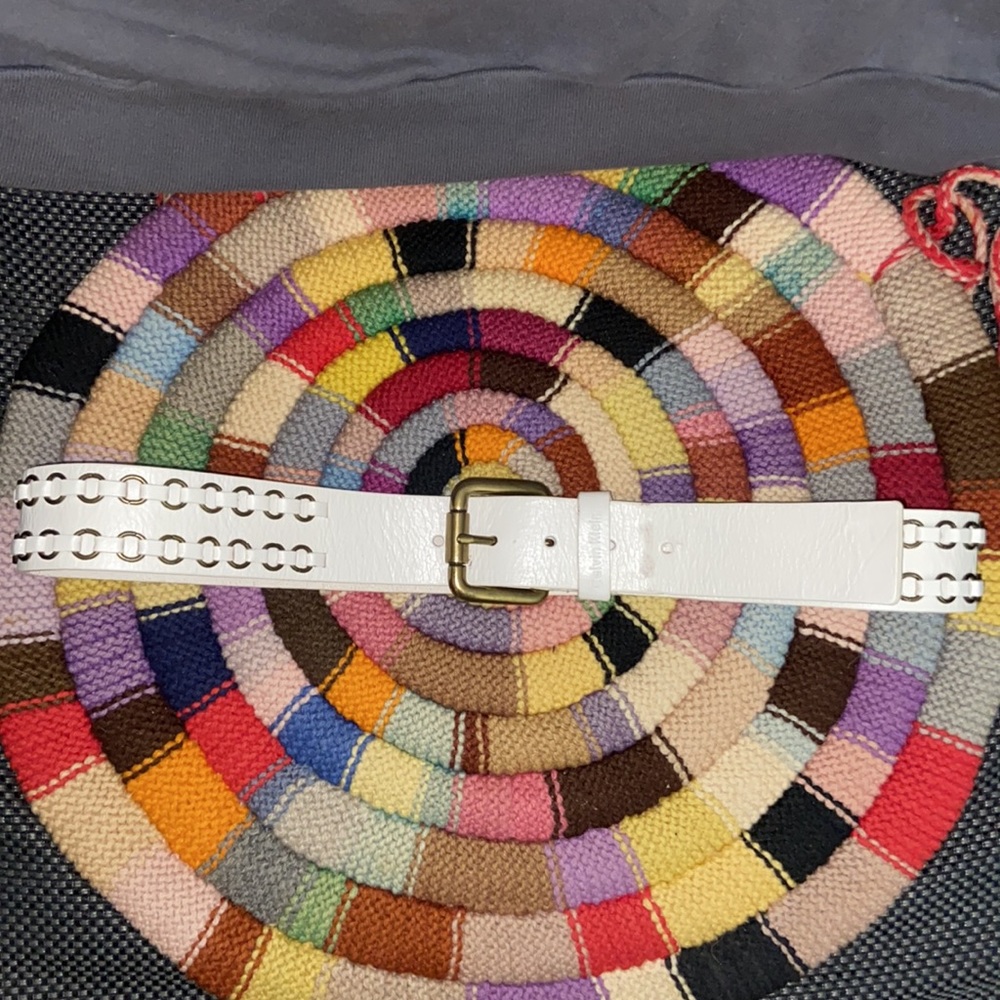 Calvin Klein White Leather Belt D-ring Buckle